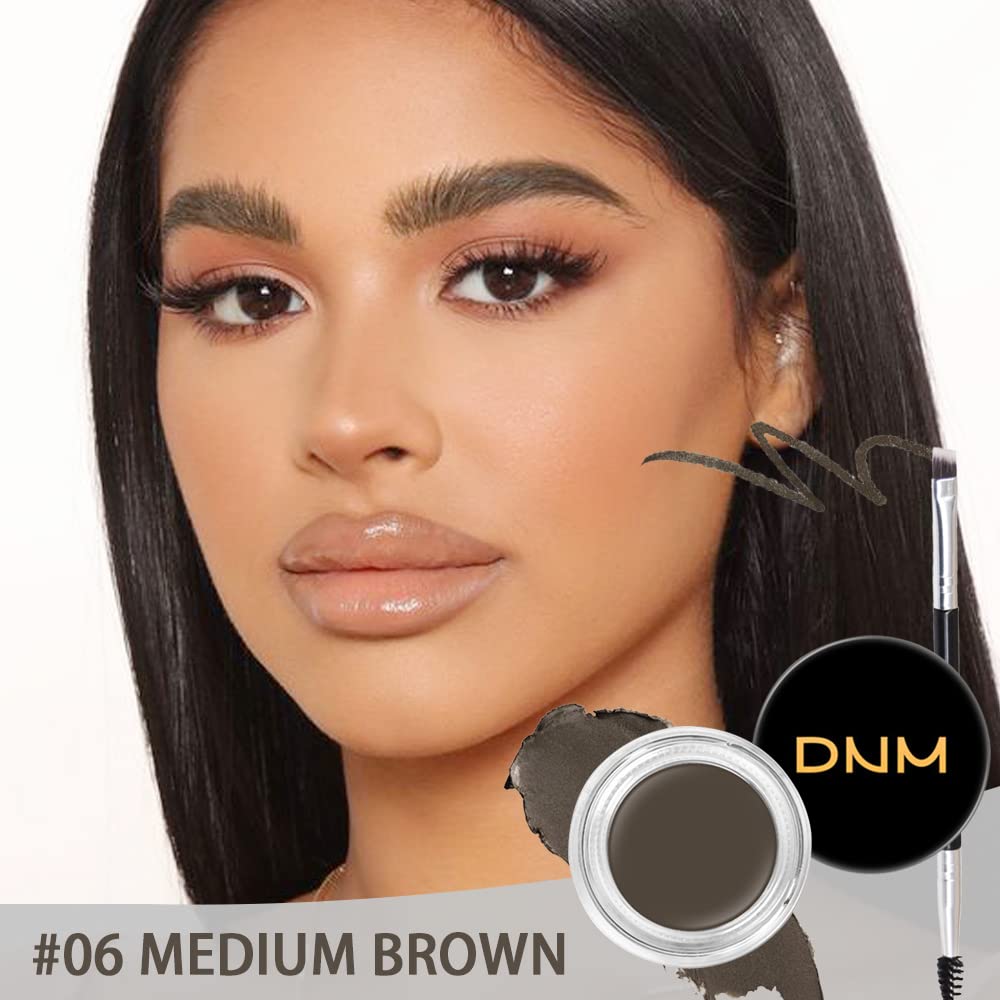 Medium Brown Eyebrow Powder Pomade Gel Shaper Makeup Kit with Dual-ended Brush, Eyebrow Stencil Kit