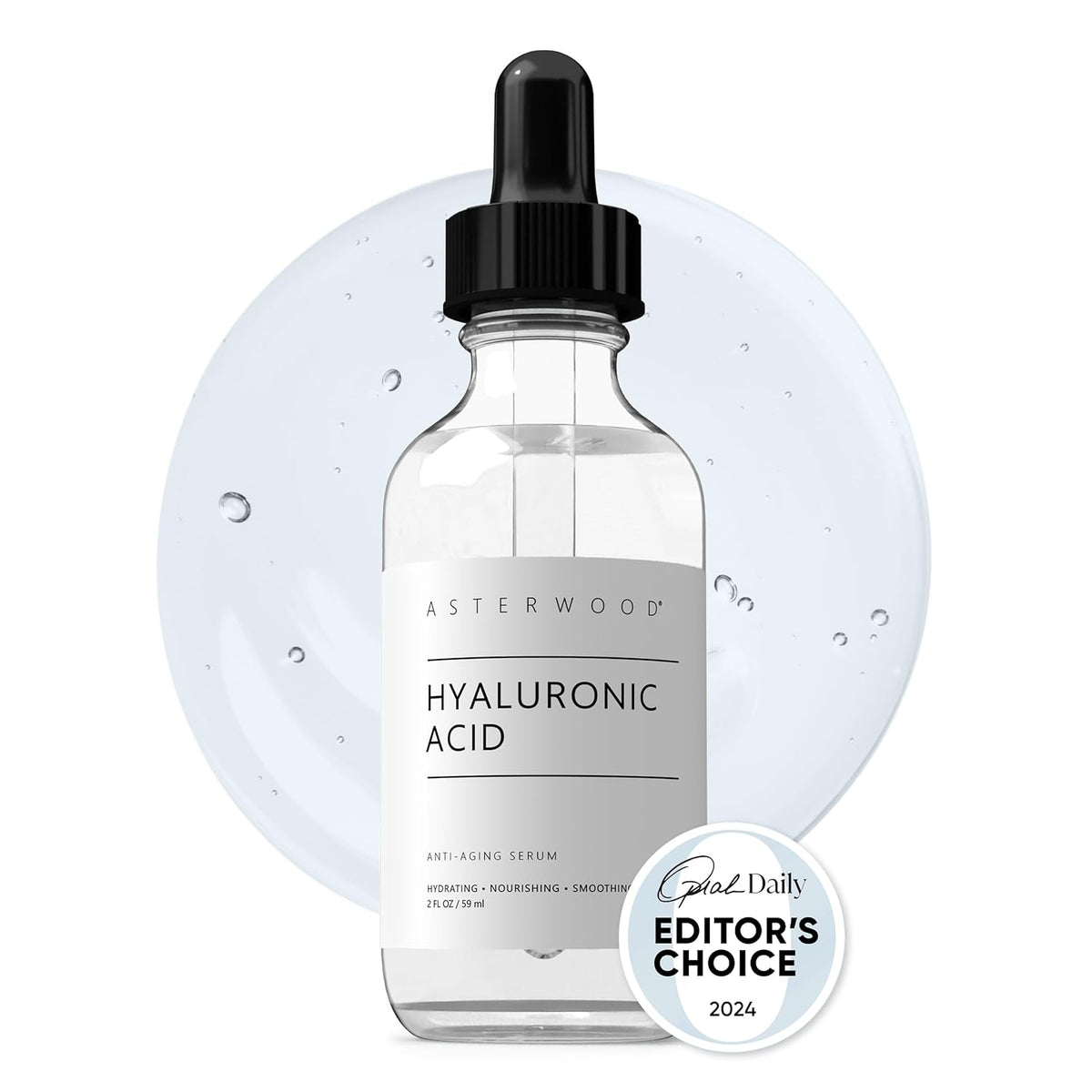 Asterwood Hyaluronic Acid Serum for Face - Plumping, Anti-Aging, Hydrating - Fragrance-Free - 2 Fl