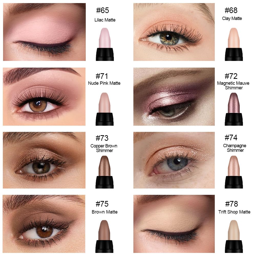 Kaely 8Pcs Cream Eye Shadow Sticks Set, Matte Shimmer Eyeliner Pencil Eyeshadow Palette Makeup, Eye
