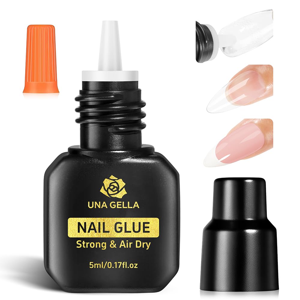 UNA GELLA Quick Drying Super Nail Glue for Press On Nails, Acrylic Nails & Nail Tips No Lamp Need