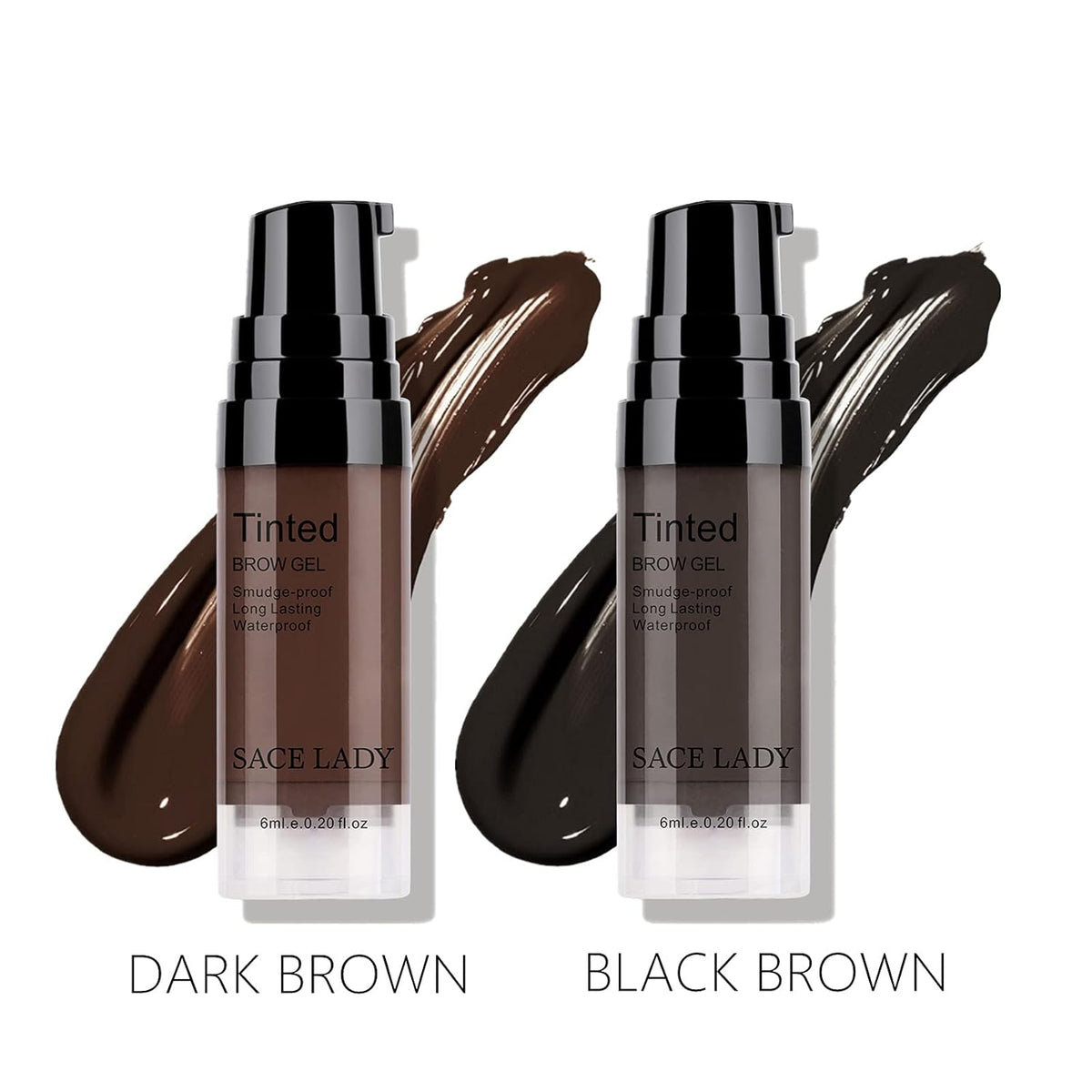 2 Colors Long Lasting Eyebrow Gel Set with Eyebrow Brushes for Waterproof Eyebrow Make Up, Eyebrow