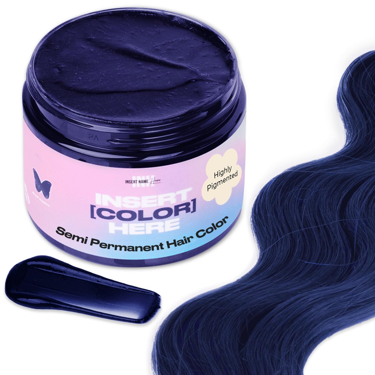 INH Semi Permanent Hair Color | Color Depositing Conditioner | Dark Blue Hair Dye | No Bleach No