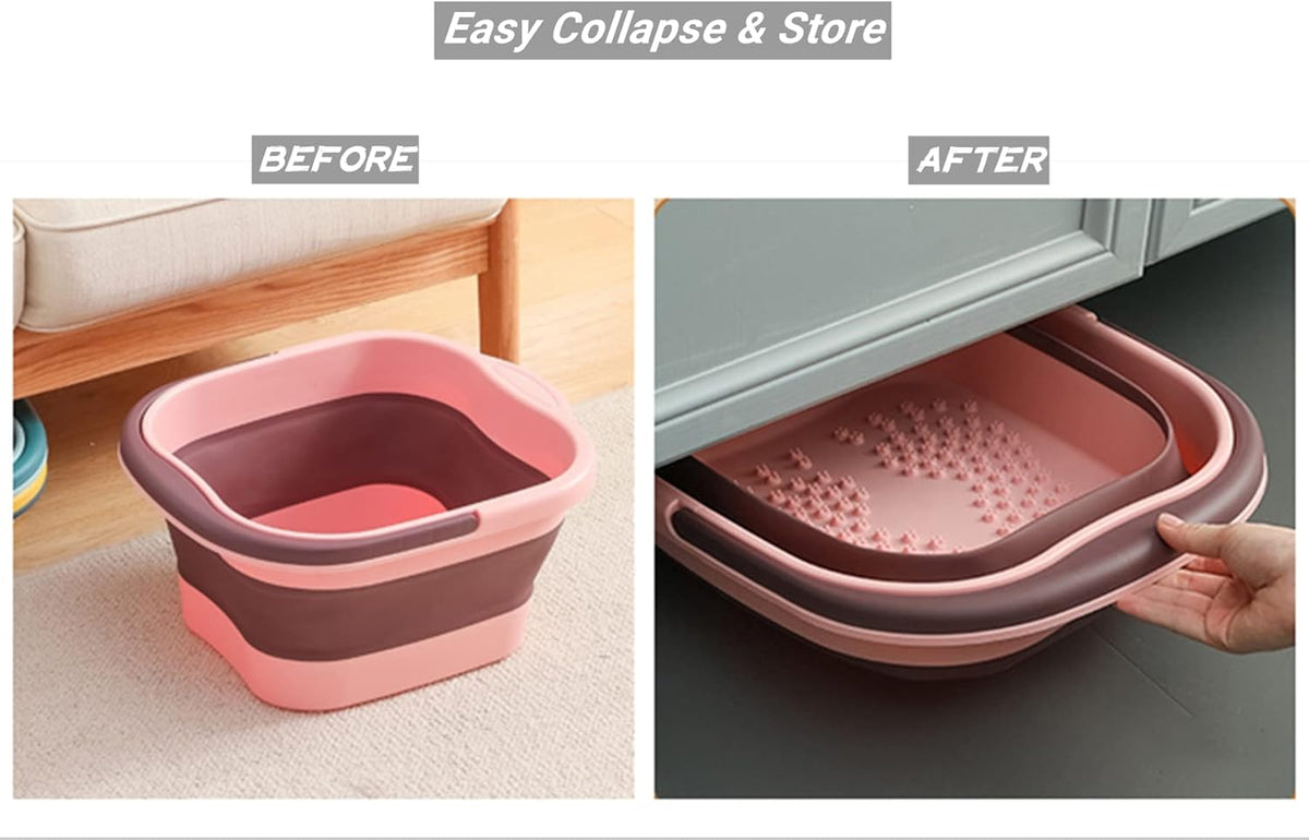 Collapsible Foot Spa Bath Soaking Tub for Girls Women, Inflatable Feet Soak Basin Bucket with