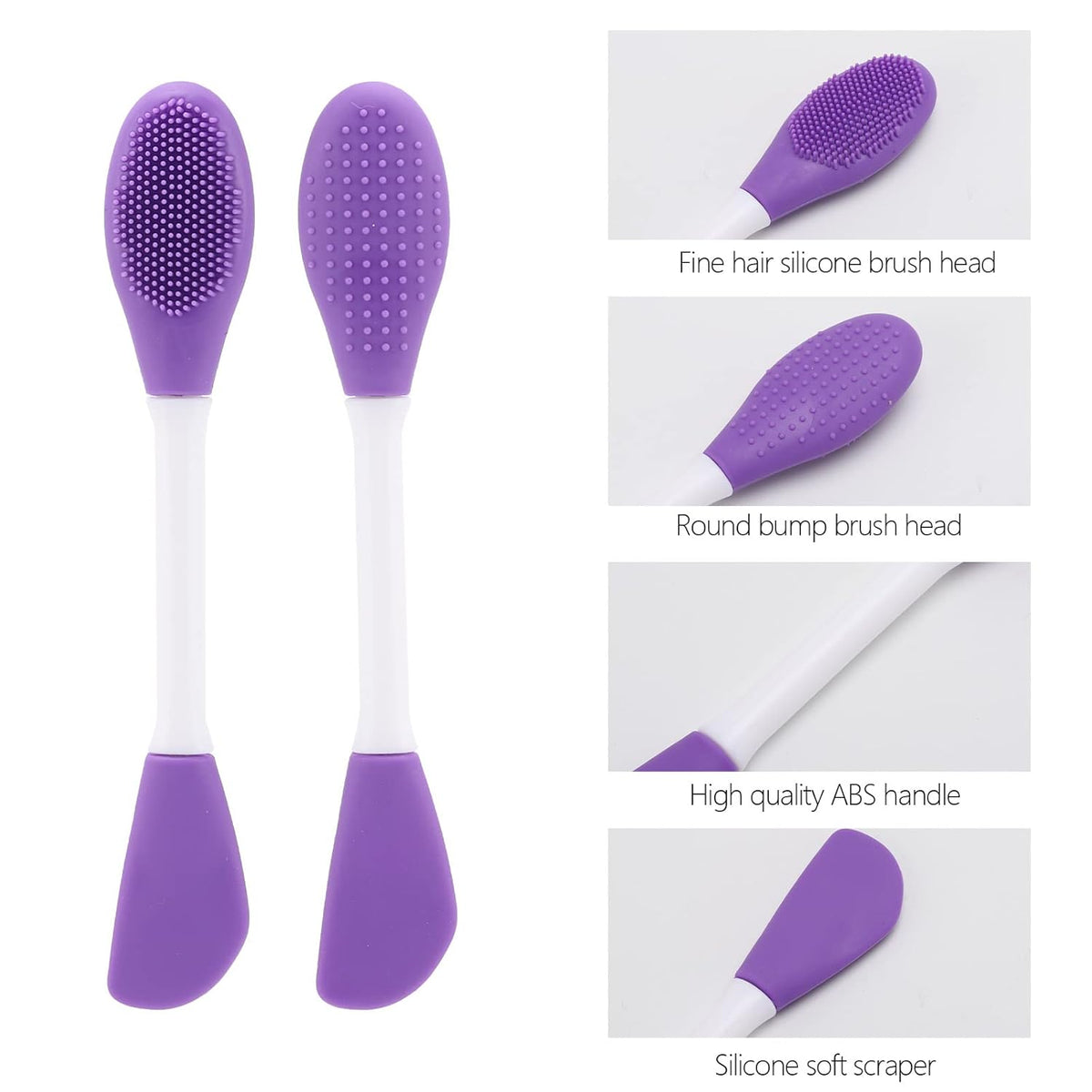 Silicone Facial Mask Applicator - 4 Pcs Face Scrubber, 2 in 1 Face Mask Brush, Lip Exfoliator