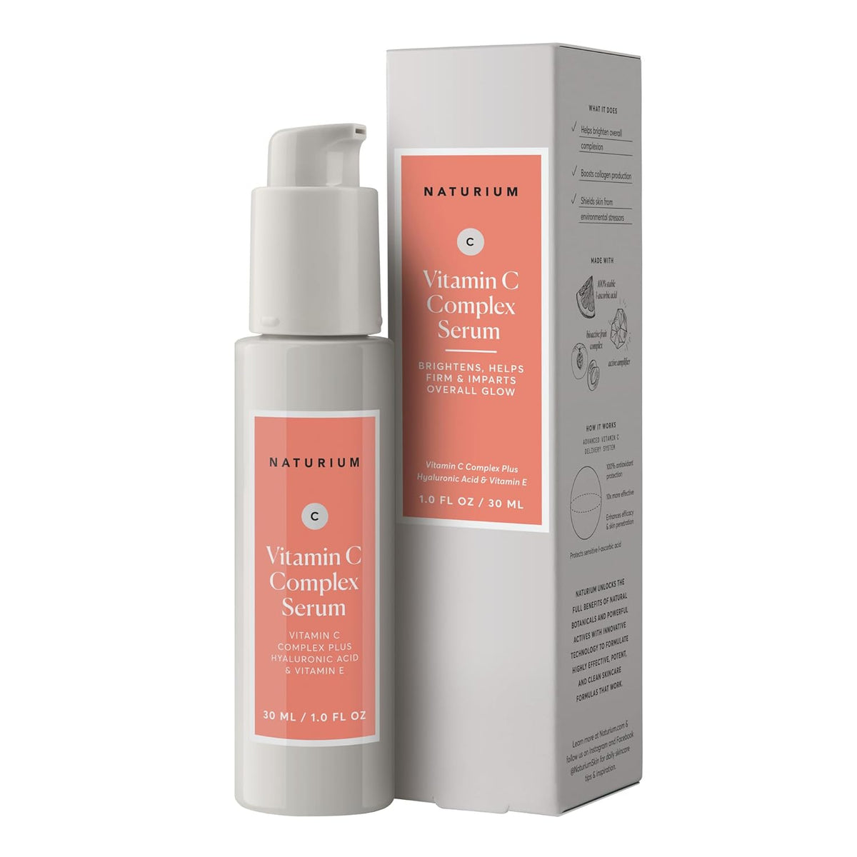 Naturium Vitamin C Complex Face Serum, Anti-Aging Facial Treatment with Hyaluronic Acid & Vitamin