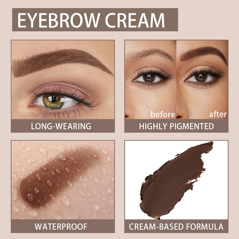evpct Chocolate Eyebrow Powder Pomade Gel Shaper Makeup Kit with Dual-ended Brush, Eyebrow Stencils