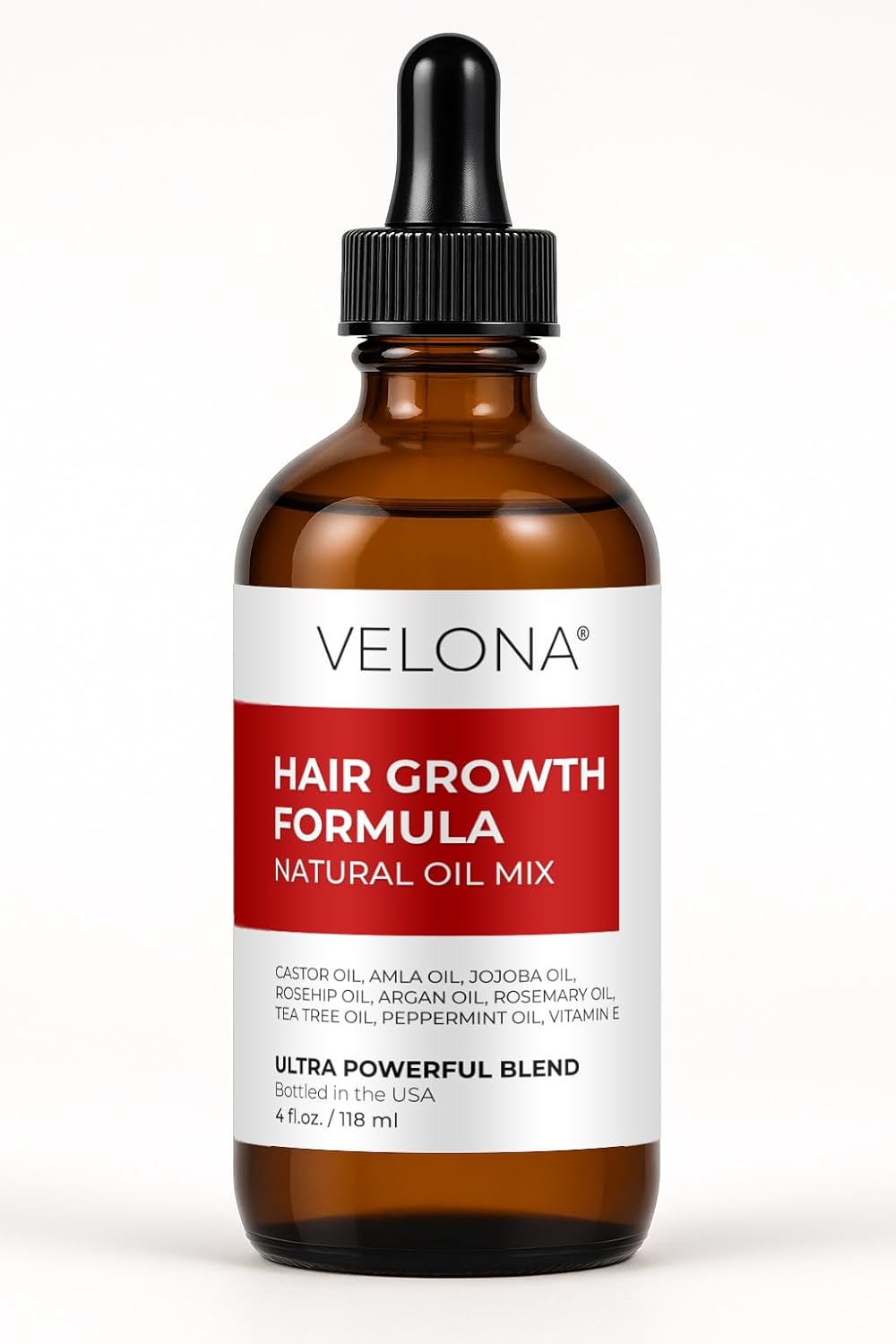 velona Hair Growth Formula - 4 oz | Castor, Amla, Jojoba, Argan, Rosemary, Peppermint, Tea Tree