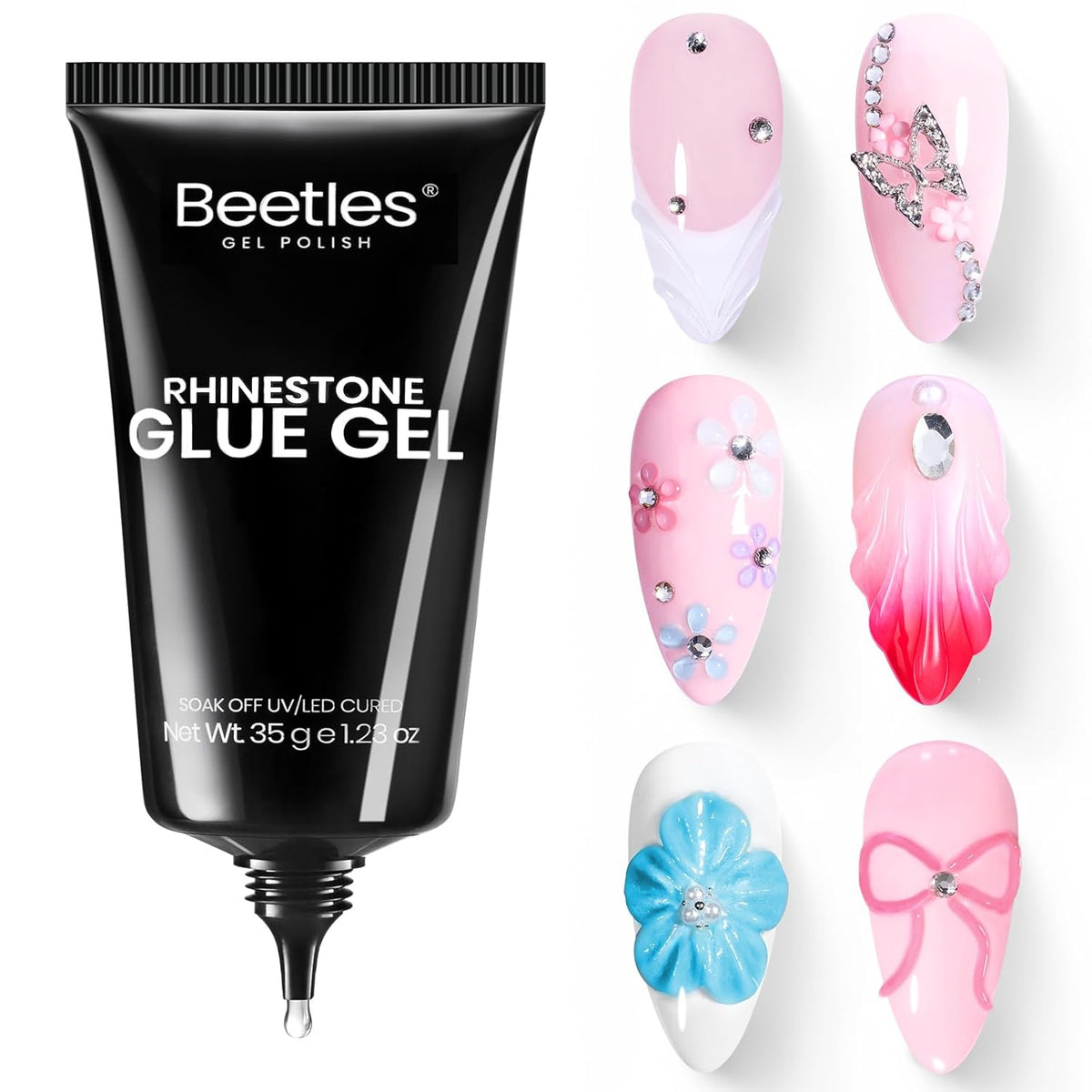 Beetles Rhinestone Glue for Nails, Gel Nail Glue for Nail Charms Decoration Super Strong Bling Gem