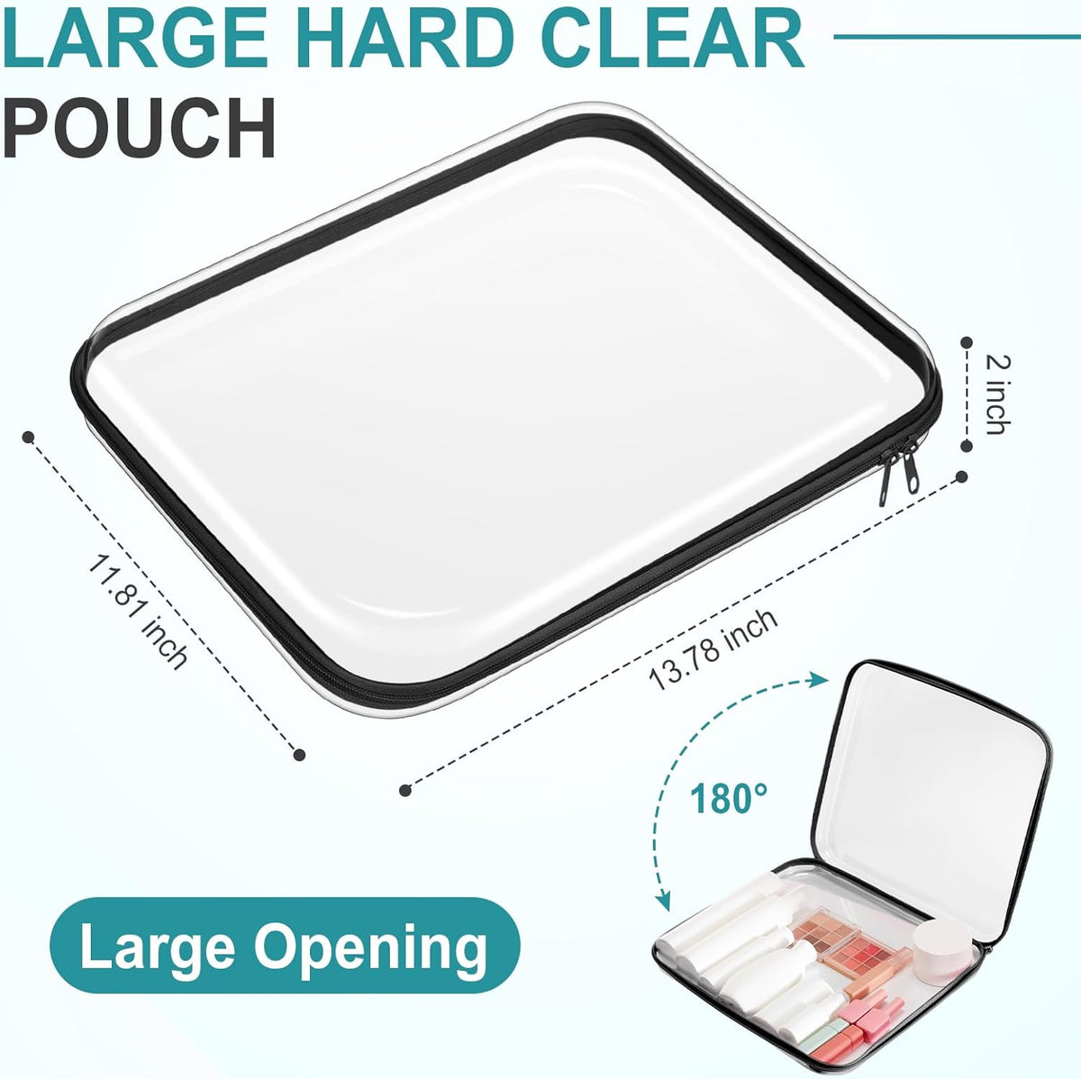 Sanwuta 6 Pcs Clear Hard Zipper Case Pencil Pouches Hard Plastic Zipper Pouches Makeup Bag