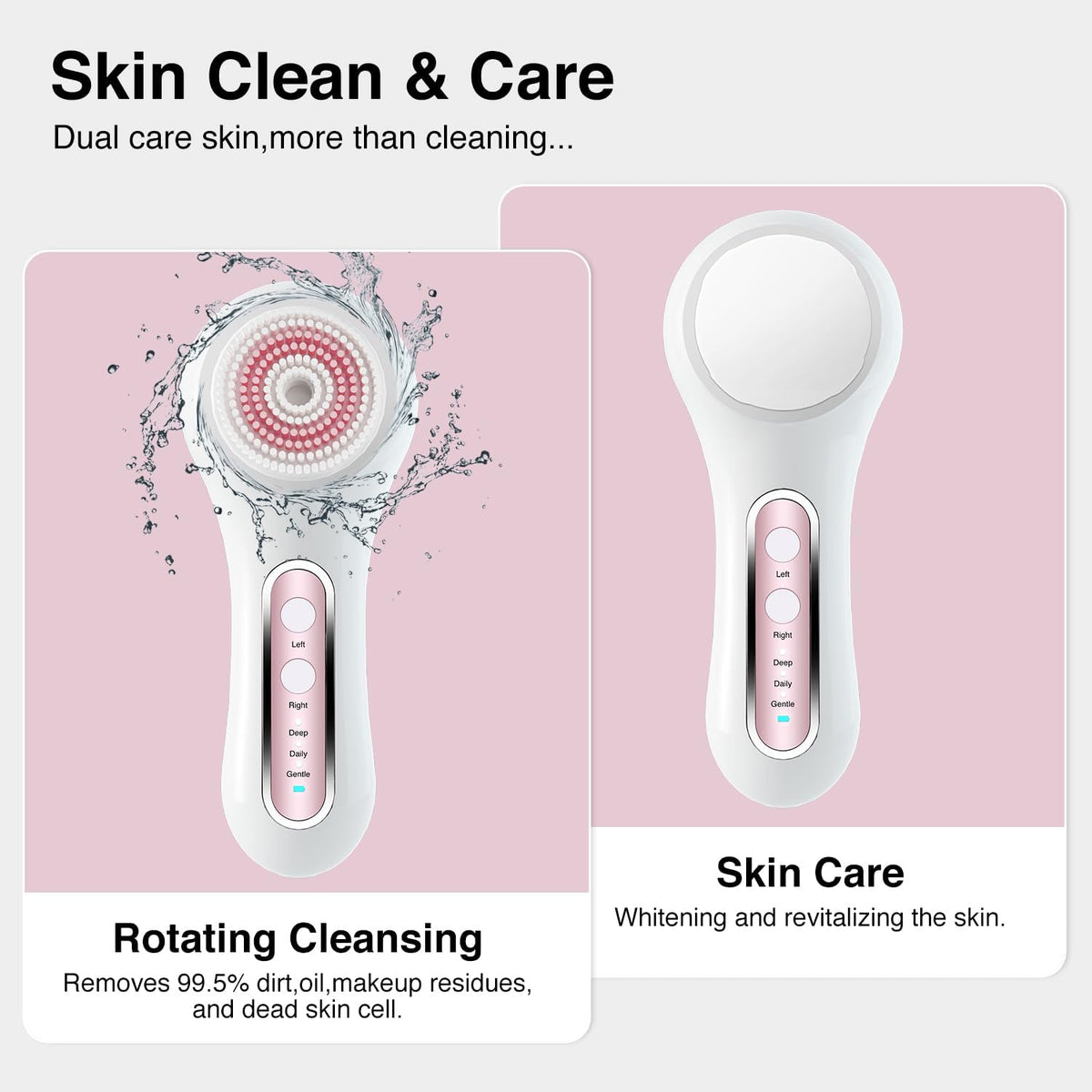 Face Scrubber Exfoliator,Facial Cleansing Brush Rechargeable IPX7 Waterproof with 5 Brush
