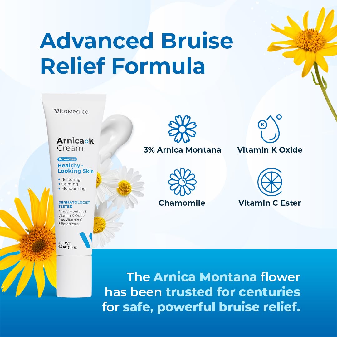 VitaMedica Arnica Cream - Arnica Montana + Vitamin K Oxide Bruise Cream - Sensitive Skin Formula