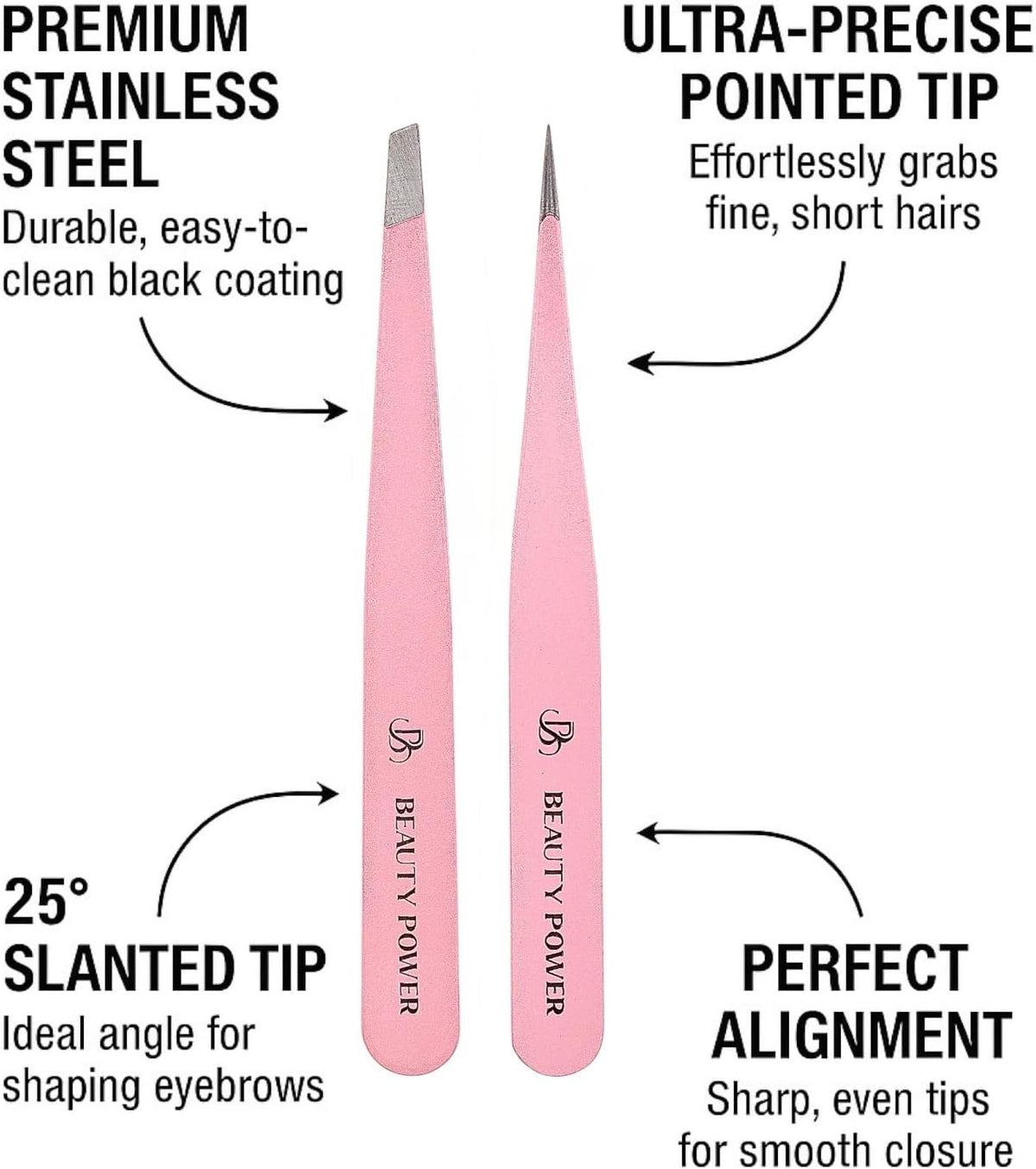 Professional Tweezers Set – Slant & Point, Ultra Precision German Stainless Steel Tweezers for