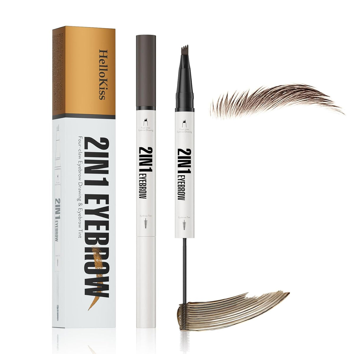 4-Fork Tip Microblading Eyebrow Pen - 2-in-1 Waterproof Eyebrow Pencil, Long-Lasting Natural