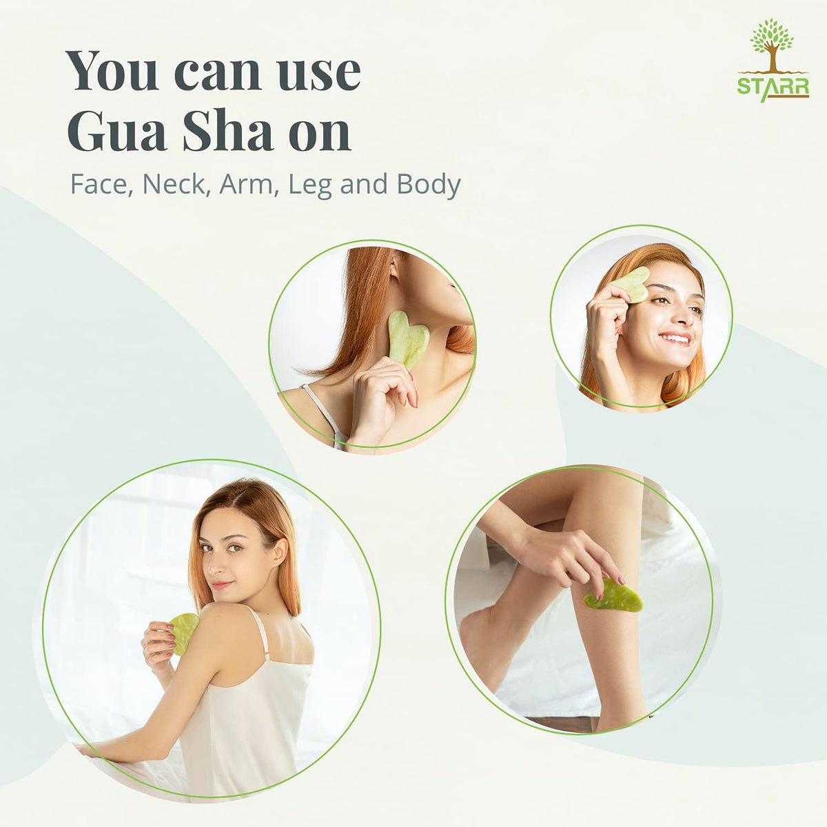 STARR-GIA Certified 100% Xiuyan Jade Gua Sha Massage Tool-Face Massager Reduces Puffiness-Gua Sha