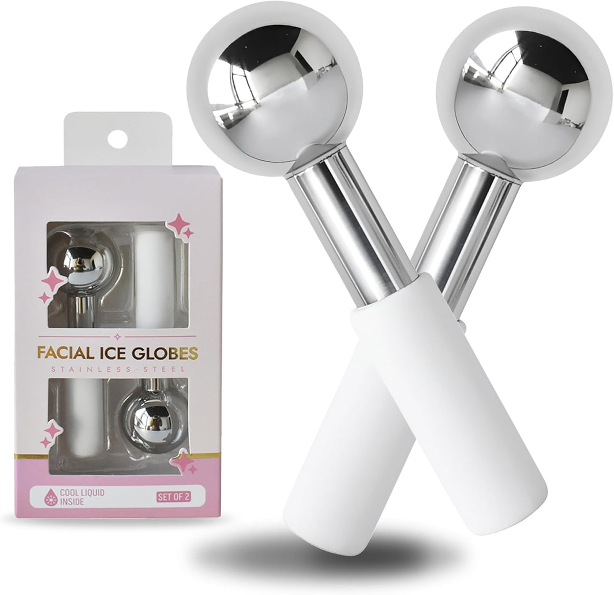 Ice Globes for Face & Eyes, Unbreakable Stainless Steel Cryo Massagers for Skincare Routines