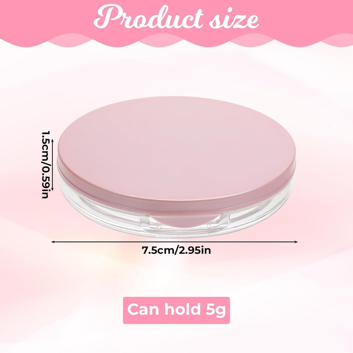 2 PCS Loose Powder Containers with Puff, 0.18oz Travel Powder Container Reusable Empty Makeup