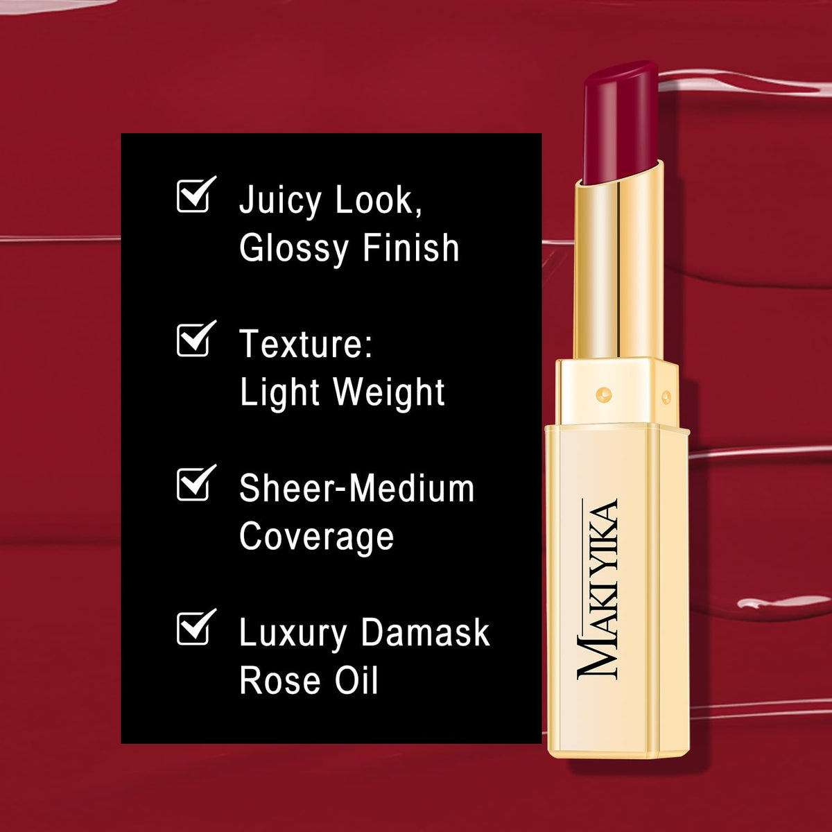 MAKI YIKA Moisture Dark Berry Lipstick for Women Hydrate Lip Gloss for Dry Cracked Lips Weightless