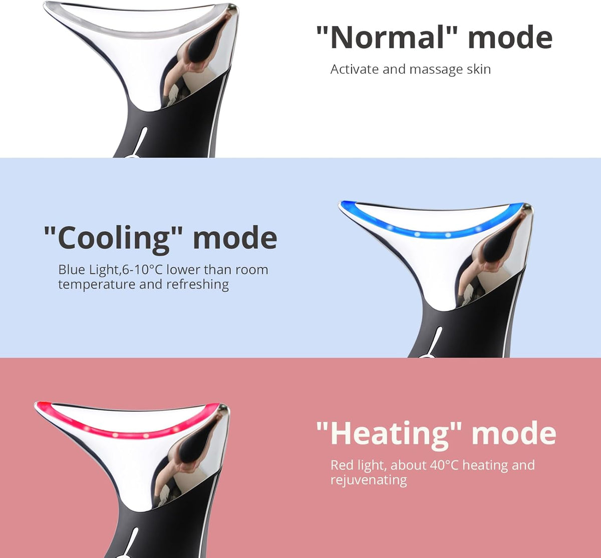 Ms.W Red Light Neck Face Massager, Facial Massager with Hot & Cold Modes for Skin Care, Vibration