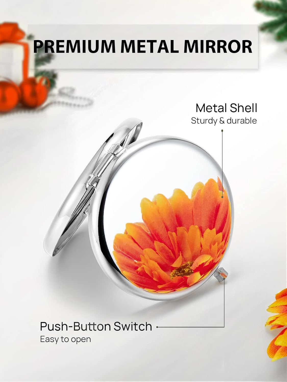 Compact Mirror Bulk, Set of 2 Double-Sided 1X/2X Magnifying Purse Pocket Makeup Mirrors(Round