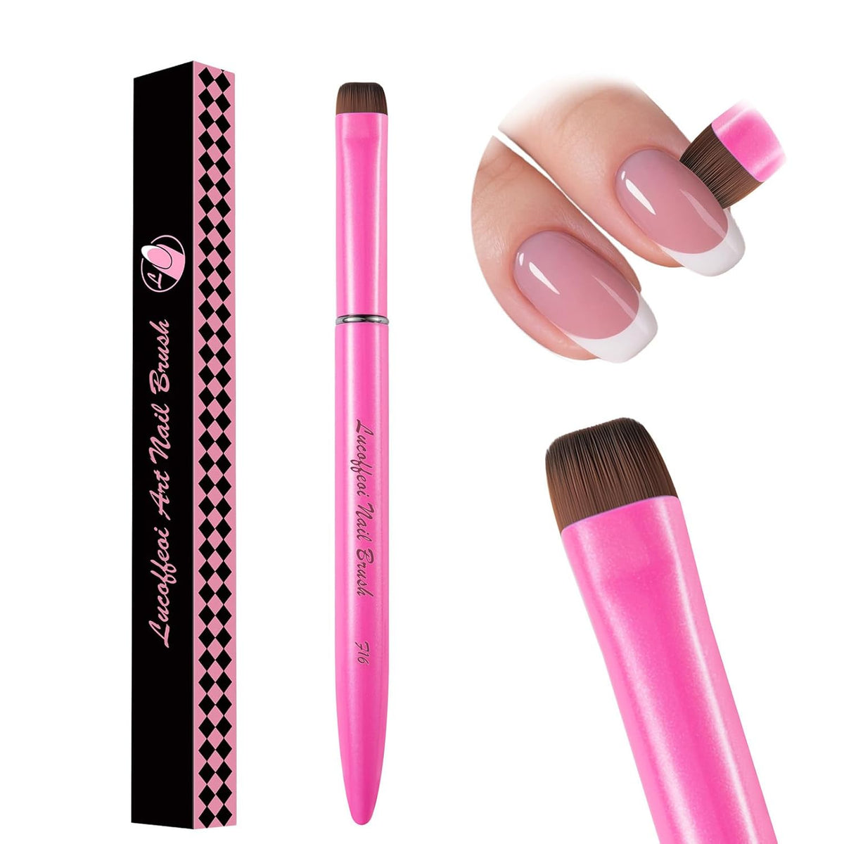 Nail Brush for French Tip, Nail Cleaning Brush for Gel & Acrylic - Professional Kolinsky Sable