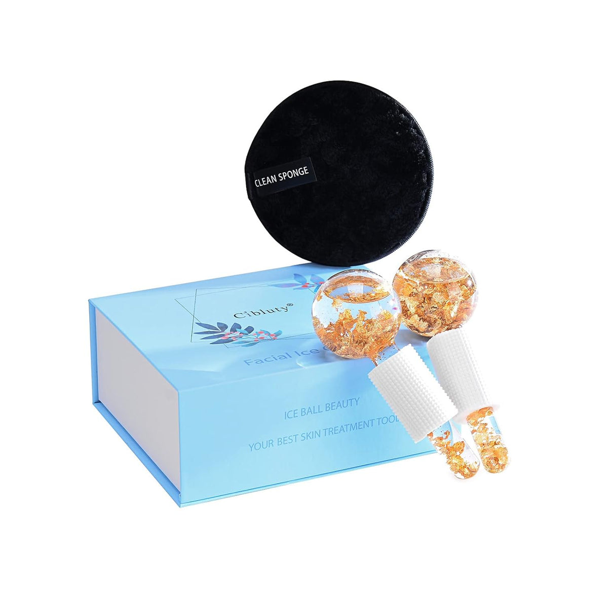 Ice Cryo Sticks Facial Globe with Golded Essence- 2PC Cooling Globes for Cold or Hot Skin