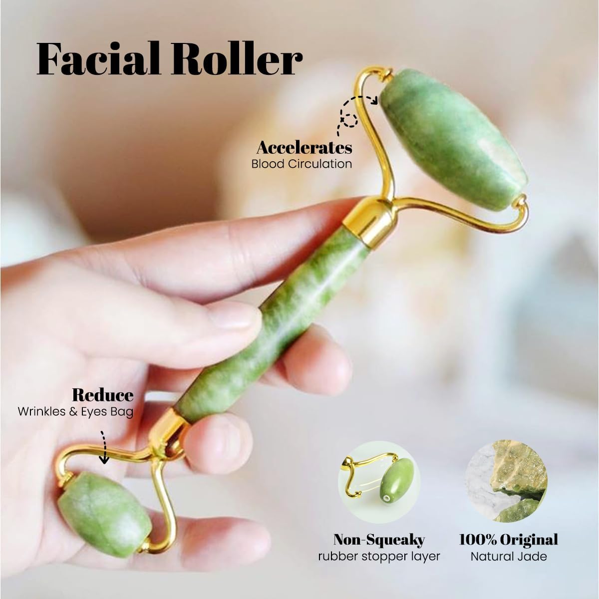 ROSELYNBOUTIQUE Gua Sha Facial Tools & Face Roller for Lift Wrinkless Natural Skincare Tool Jade