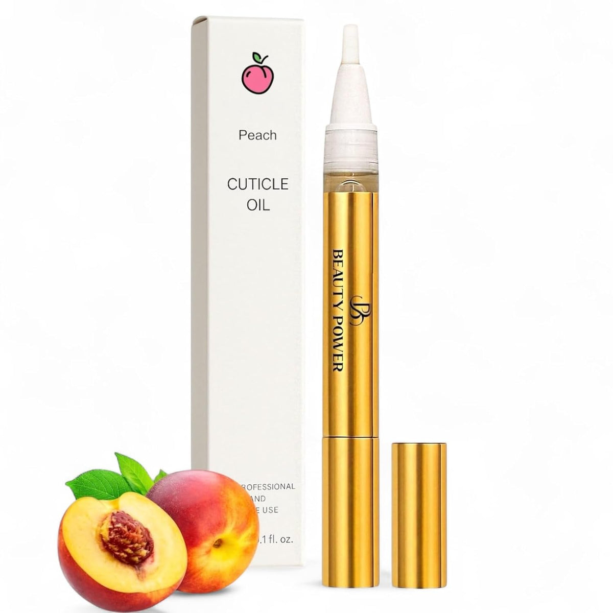 Nail Oil Cuticle Pen - Peach - Nail Strengthener & Growth Serum with Vitamin A, D, E, B5, Grapeseed