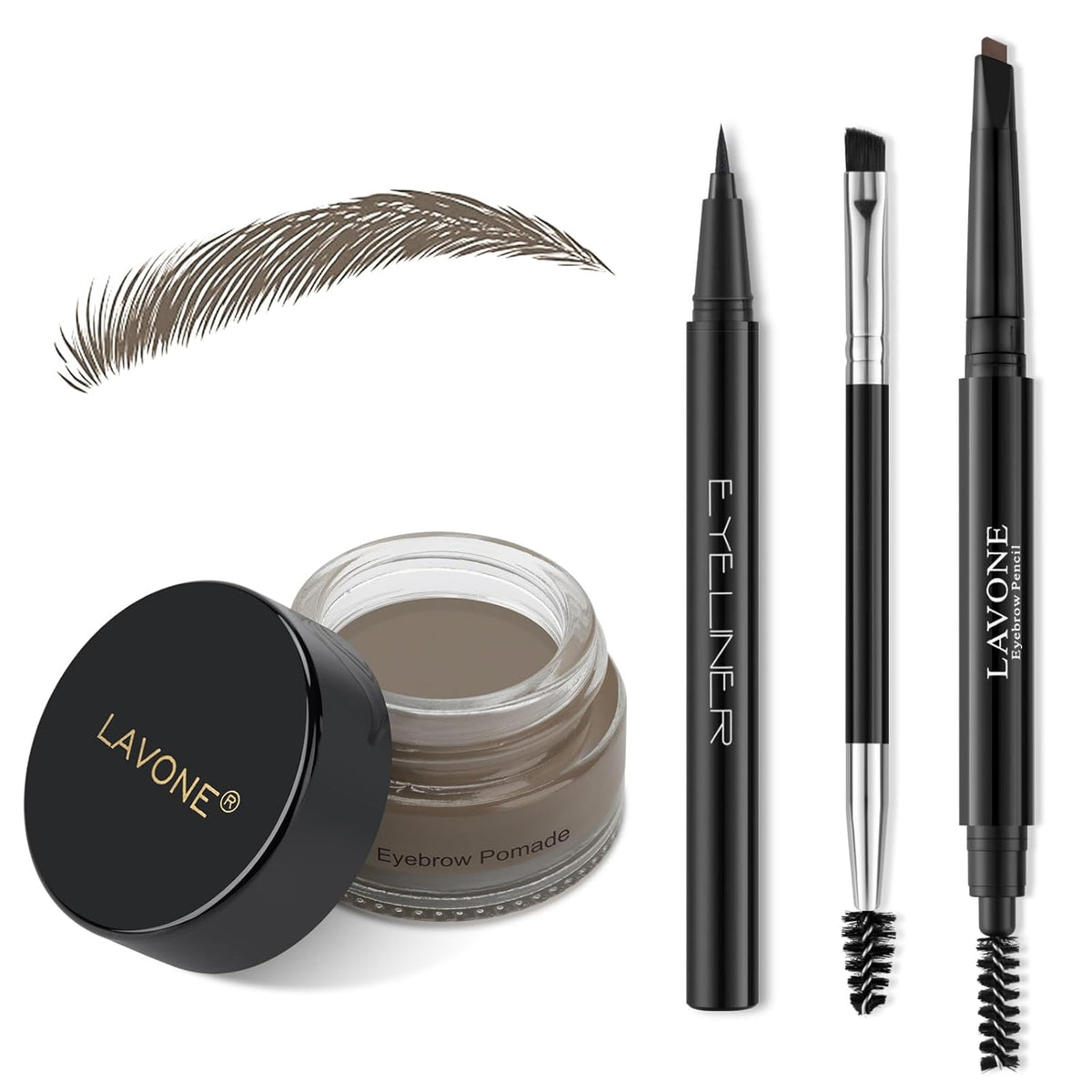 LAVONE Eyebrow Stamp Pencil Kit - Makeup Brow Stamp Trio with Waterproof Eyebrow Pencil, Eyeliner
