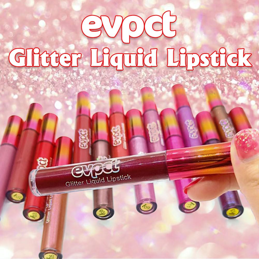 evpct 1Pcs Wine Red Matte to Glitter Liquid Lipstick Lip Set Kit, Long Lasting Matte Diamond
