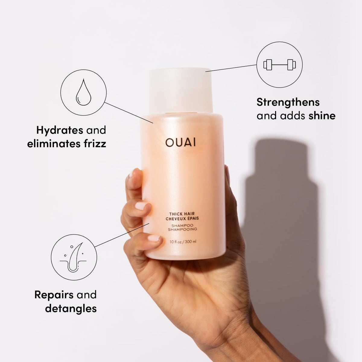 OUAI Thick Shampoo and Conditioner Set - Sulfate Free Shampoo and Conditioner for Thick Hair - Made