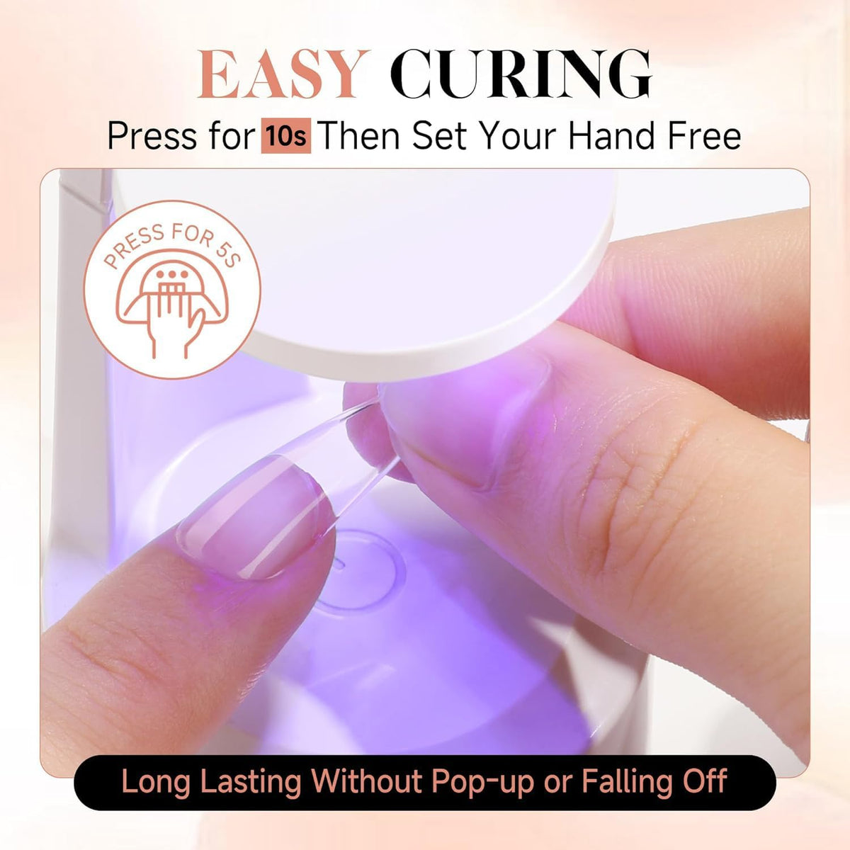 UNA GELLA Gel Nail Glue, Solid Nails Gl ue Gel 40ml Lamp Curing Needed Soak Off G LUE Strong Nail G