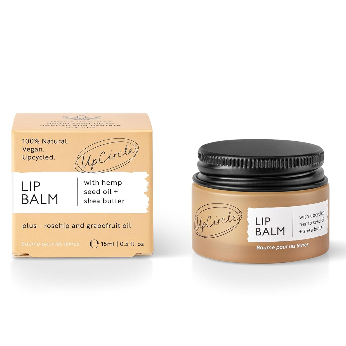 UpCircle Lip Balm with Hemp Seed Oil + Shea Butter 15ml – Hydrating + Plumping – Rosehip +