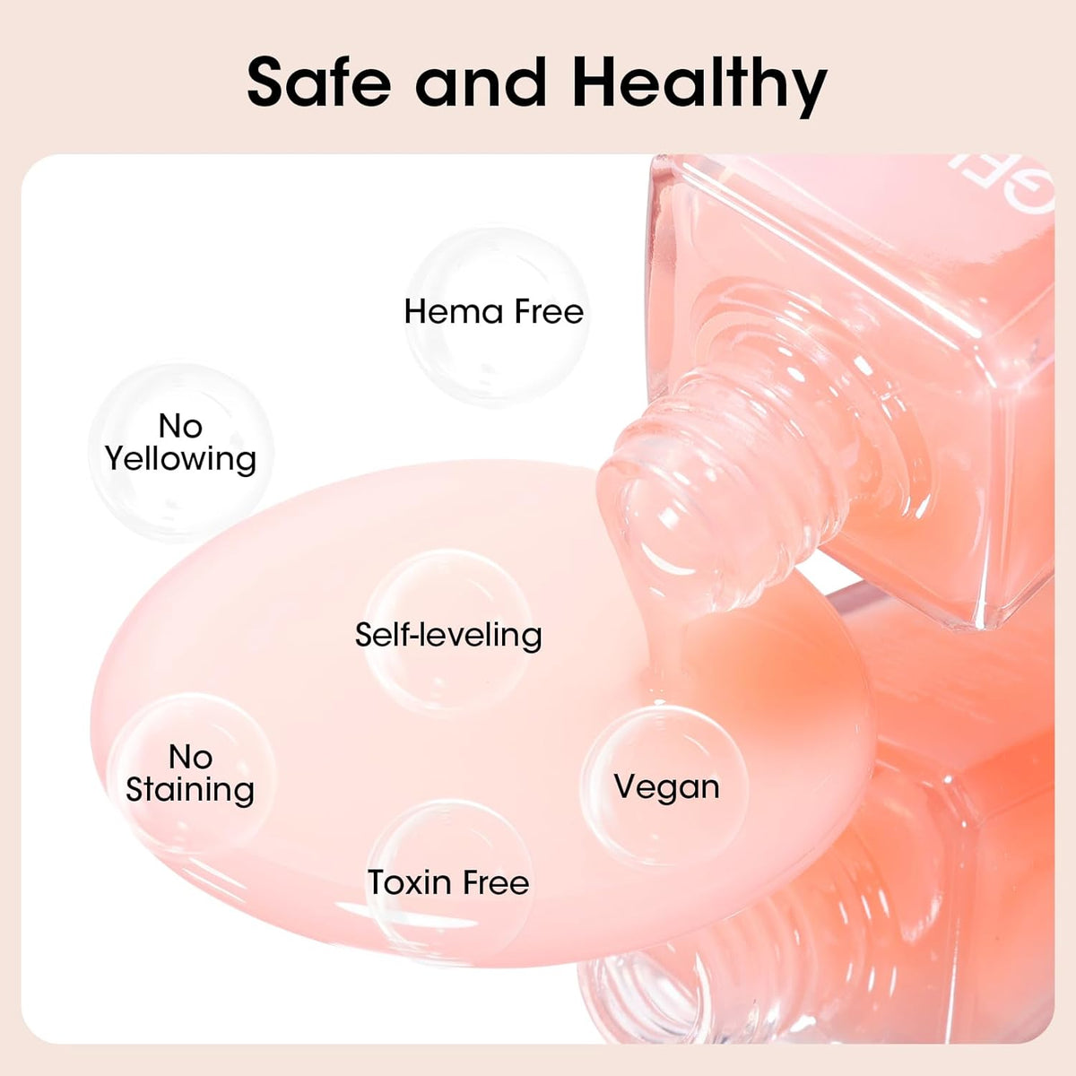 GELLEN Clear Nail Polish Base Coat Sheer Tinted Nude, Natural Color Regular Nail Polish, Calcium