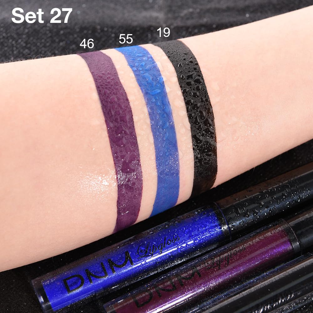 evpct 3Pcs Dark Purple Black Royal Blue Matte Liquid Lipstick Lip Stain Sets for Women