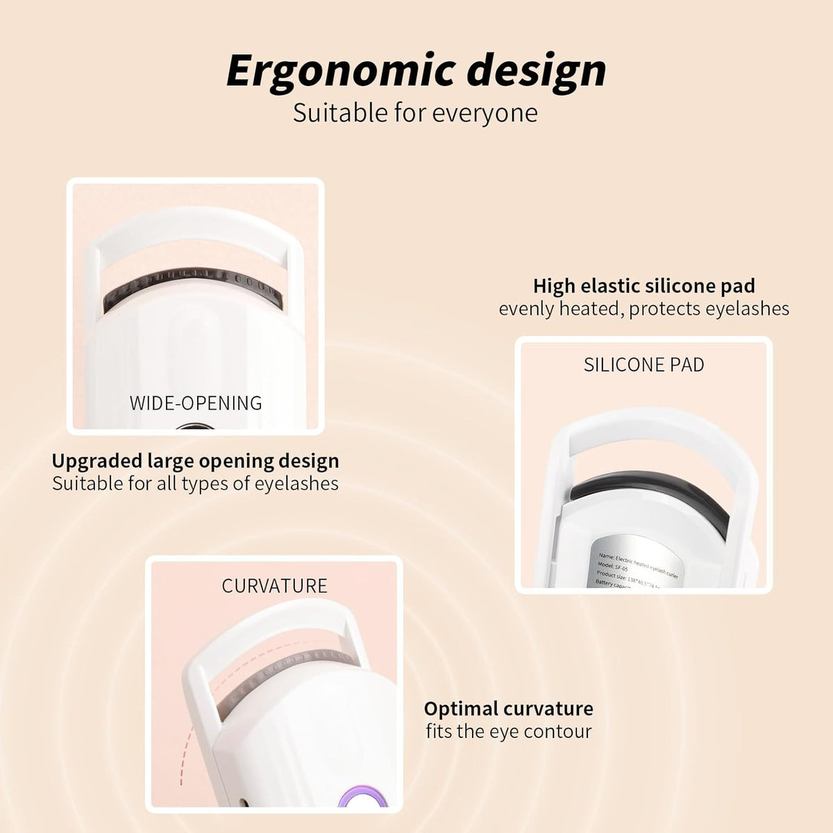 docolor Heated Eyelash Curler Fast Heat up Within 10s, 24 Hours Long Lasting Electric Eyelash