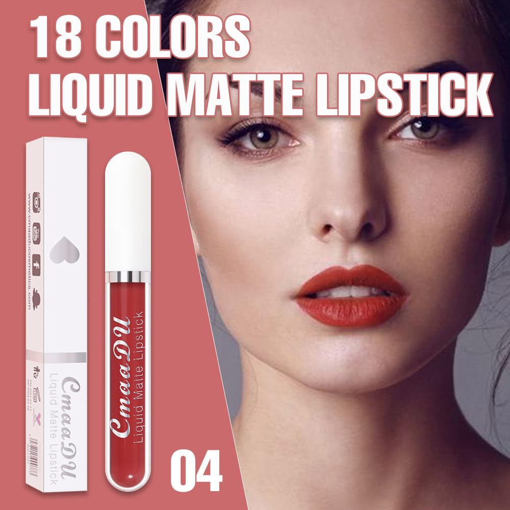 evpct 1Pcs Orange Red Liquid Matte Lipstick Lipgloss Set for Women, labiales mate 24 horas