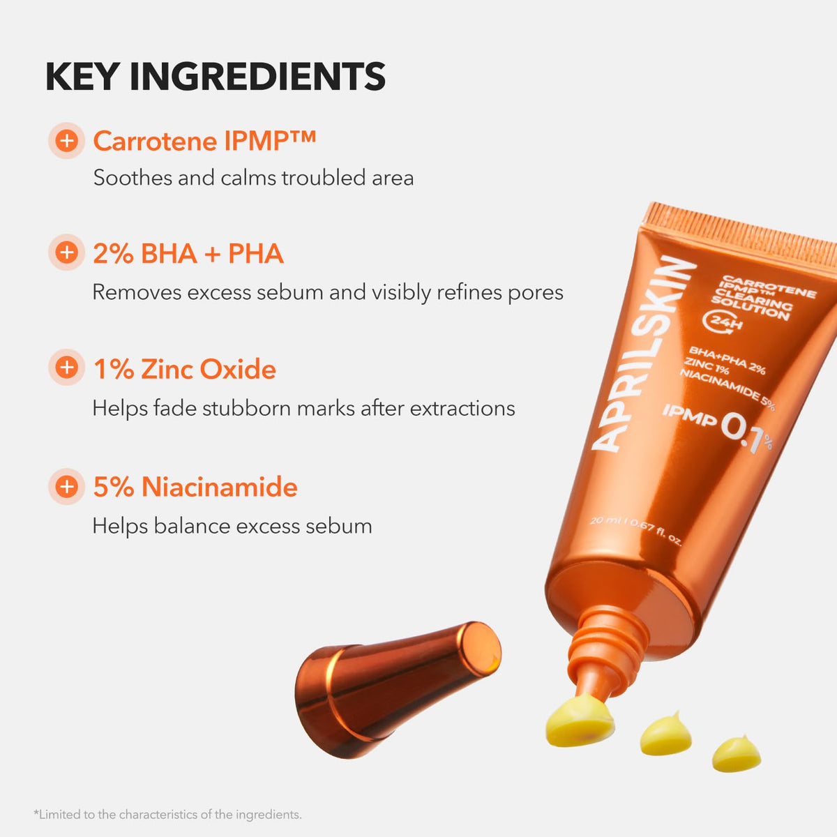APRILSKIN Carrotene IPMP™ Clearing Solution || Quickly soothes troubled areas and helps clear