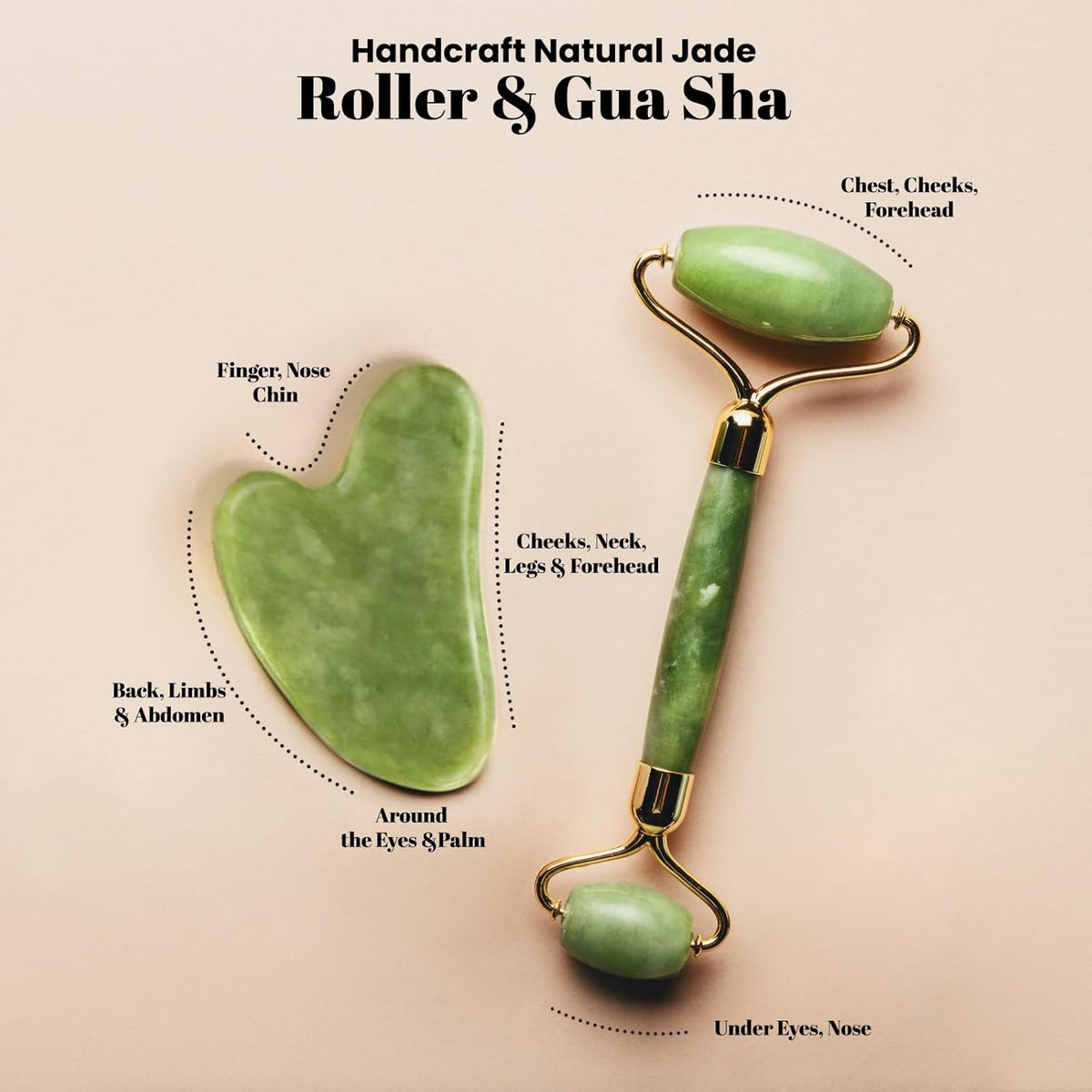 ROSELYNBOUTIQUE Gua Sha Facial Tools & Face Roller for Lift Wrinkless Natural Skincare Tool Jade