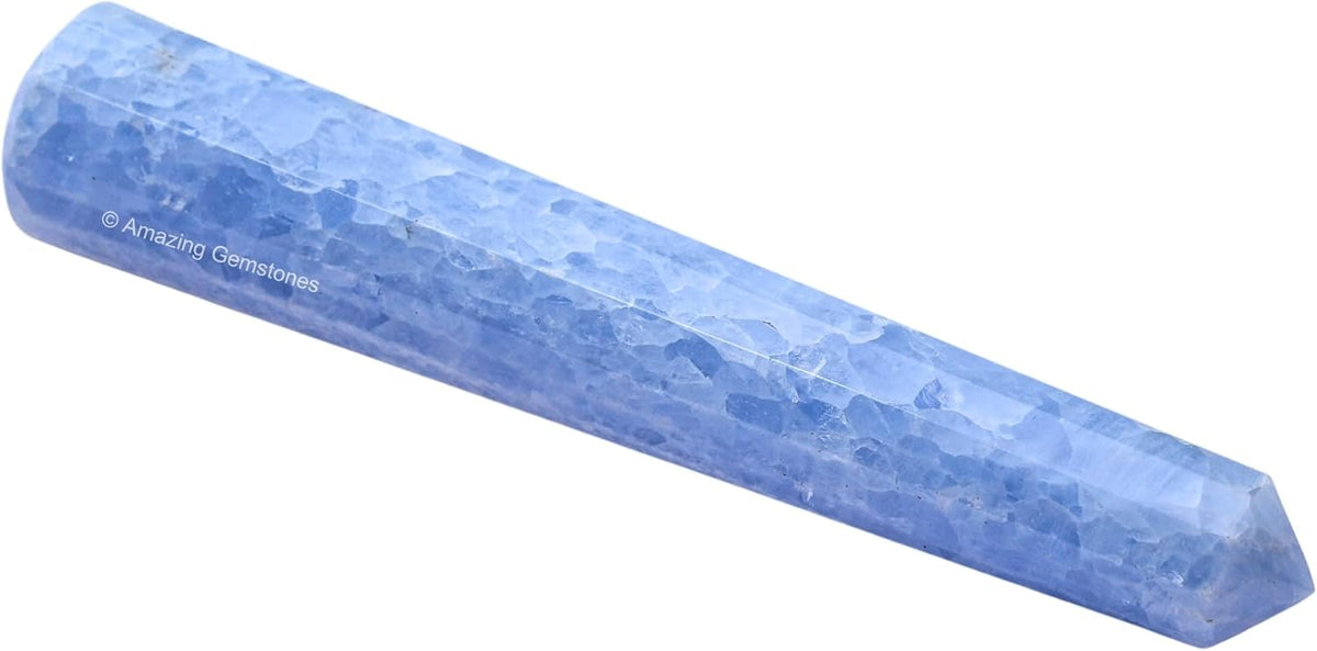 Amazing Gemstone Blue Calcite Crystal Wand Massage Stick - Pelvic Wand Gua Sha for Adults