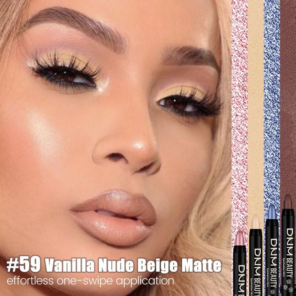 Kaely Cream Eye Shadow Sticks, Vanilla Nude Beige Matte Eyeliner Pencil Eyeshadow Palette Makeup