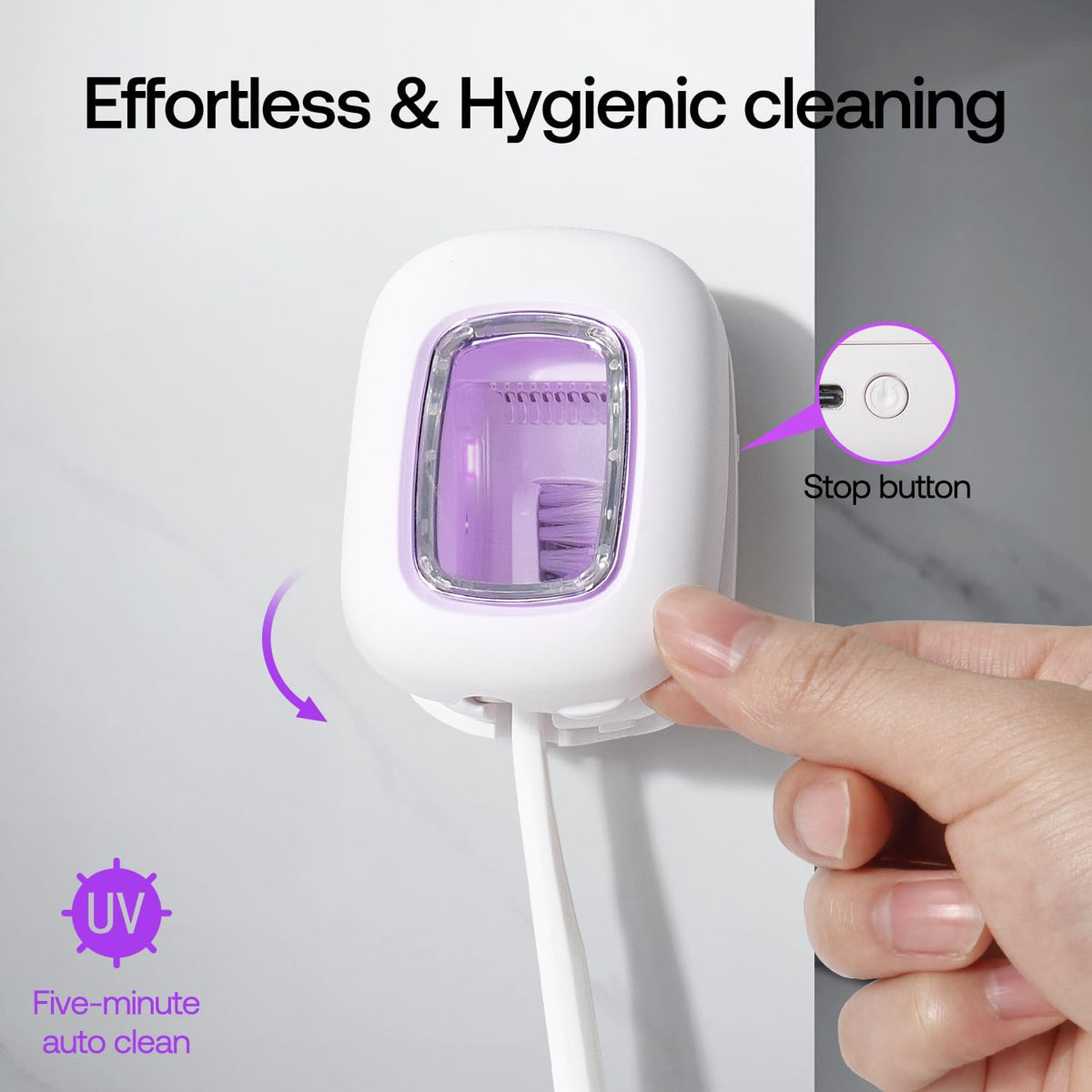 UV Toothbrush Covers Case and Holder,Dual UVC Light(2X Stronger), Clear Window,Toothbrush Cleaner