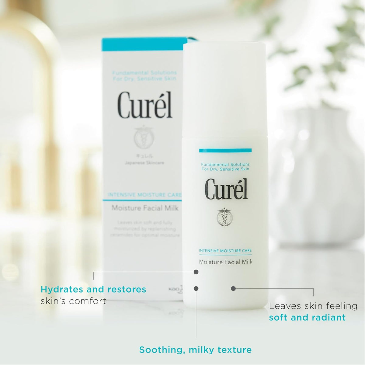 Curel Japanese Skin Care Moisture Facial Milk Moisturizer, Daily Face Lotion for Dry Sensitive