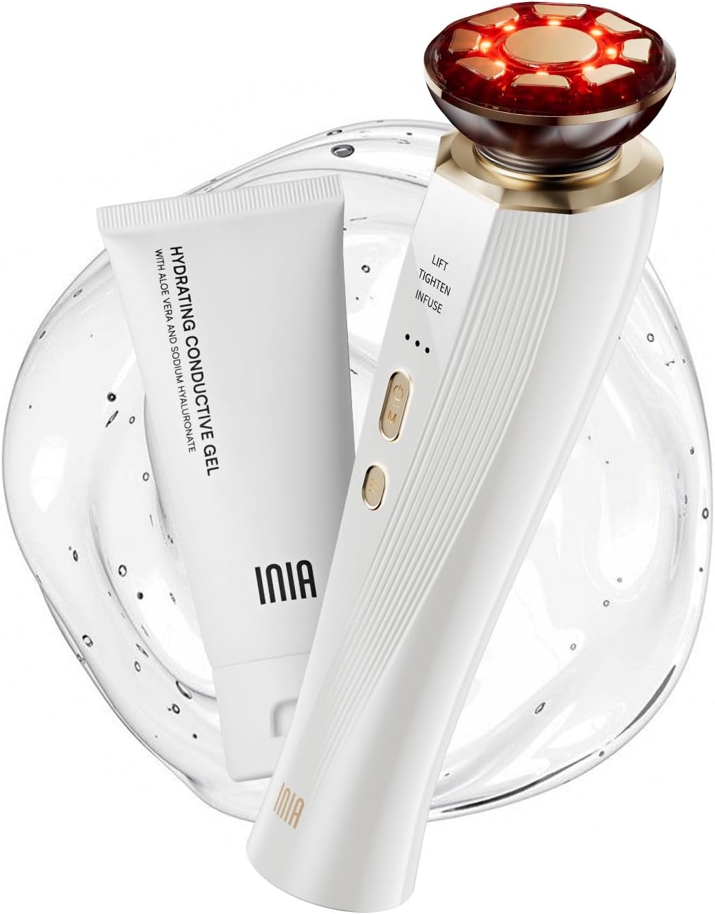 INIA 3-in-1 Red Light Therapy for Face and Neck Beauty Device for Puffiness & Skin Firming Skincare