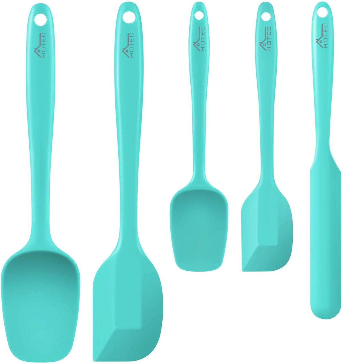 HOTEC 600℉ Heat Resistant BPA-Free Silicone Rubber Spatula Set,Kitchen Cooking Spatulas, Baking