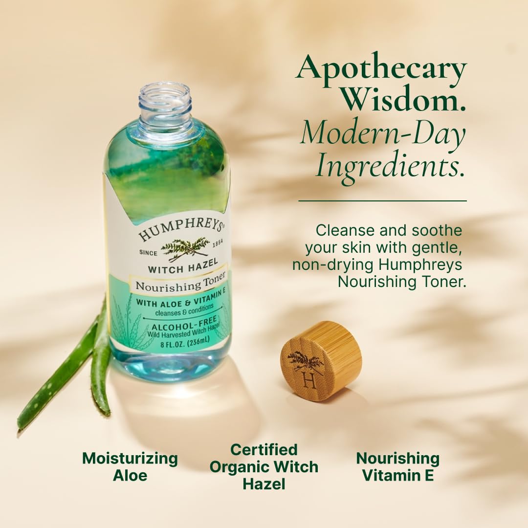 Humphreys Witch Hazel Nourishing Toner | Wild Harvested Witch Hazel & Aloe | Alcohol-Free | Natural