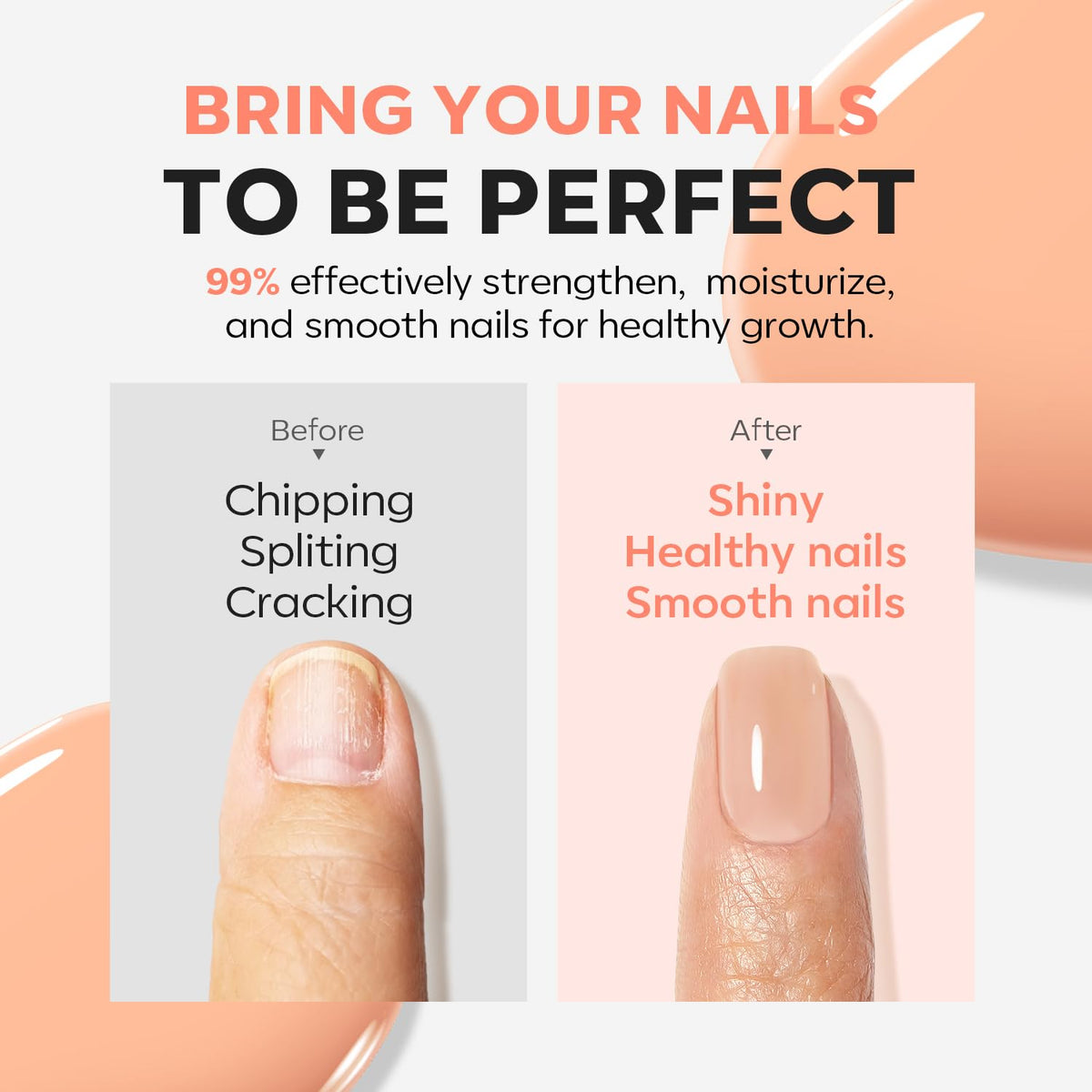 modelones Nail Strengthener Jelly Nude Nail Repair for Damaged Nails Strengthening Polish 15ml Nail