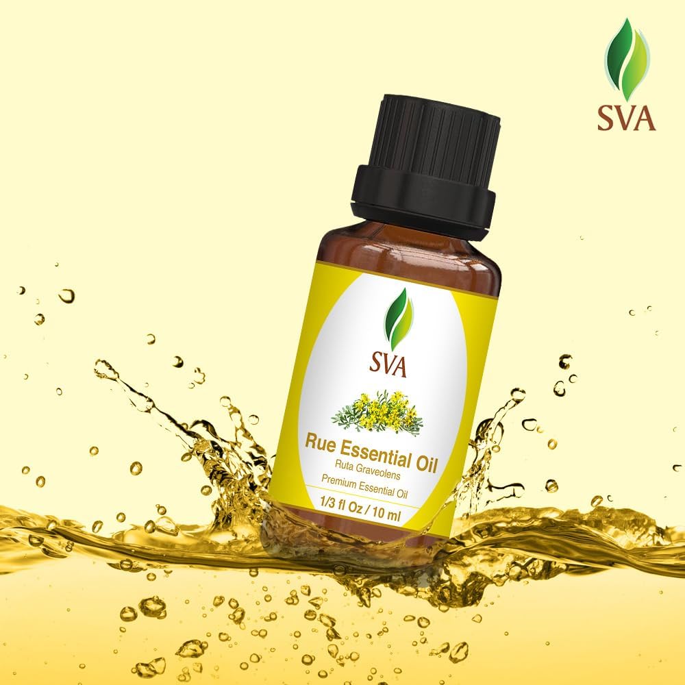 SVA Rue Essential Oil – 1/3 Fl Oz – 100% Natural Rue Oil - for Diffuser, Hair Care, Face, Skin