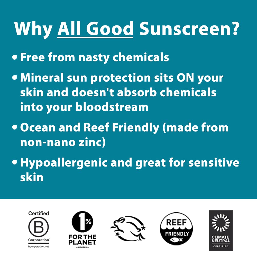 All Good Baby & Kids Mineral Sunscreen Butter Stick for Face, Nose, Ears - UVA/UVB Broad Spectrum