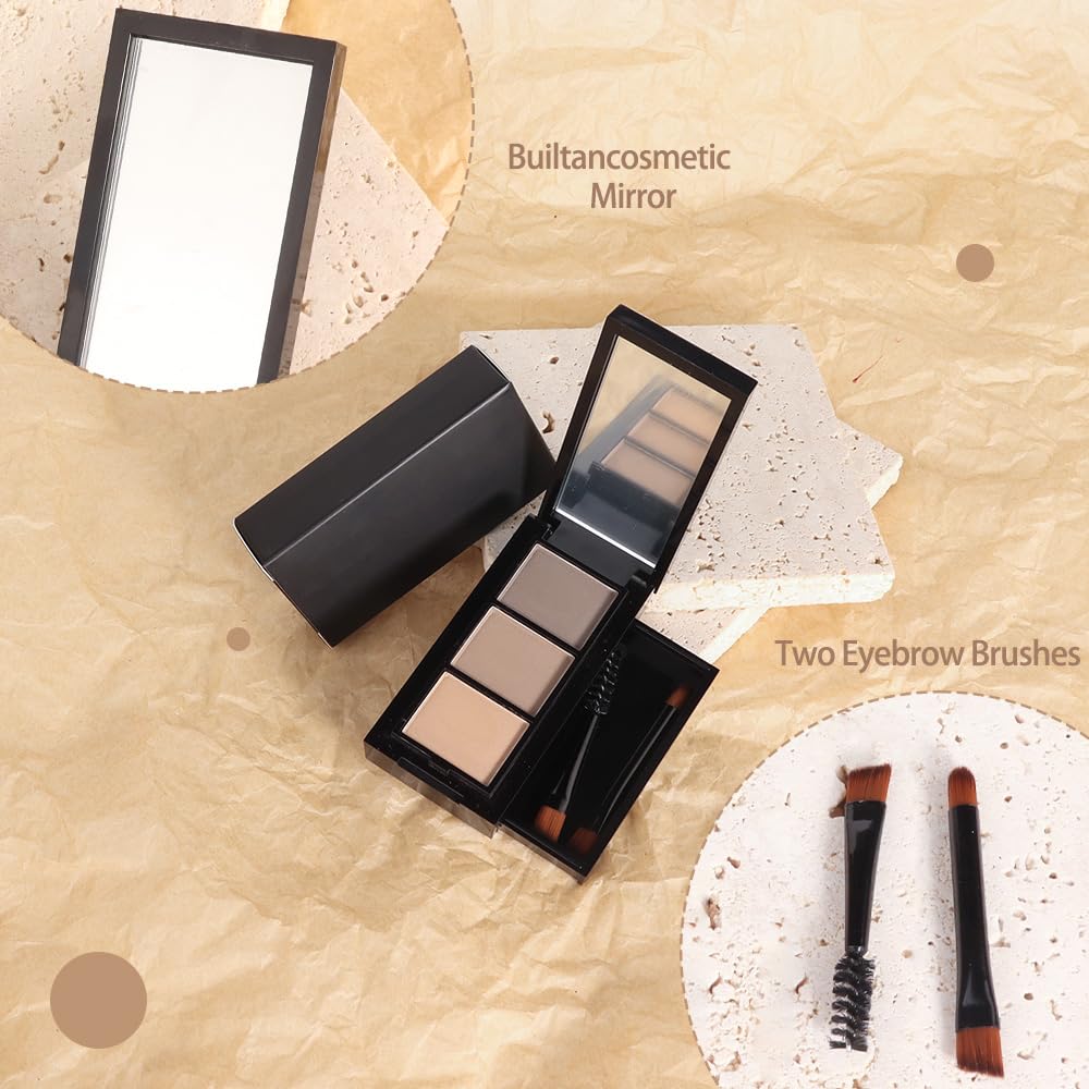 Light Medium Brown Eye Brow Powder for Women, Taupe Eyebrow Powder Kit with Brush, Long-Lasting 3