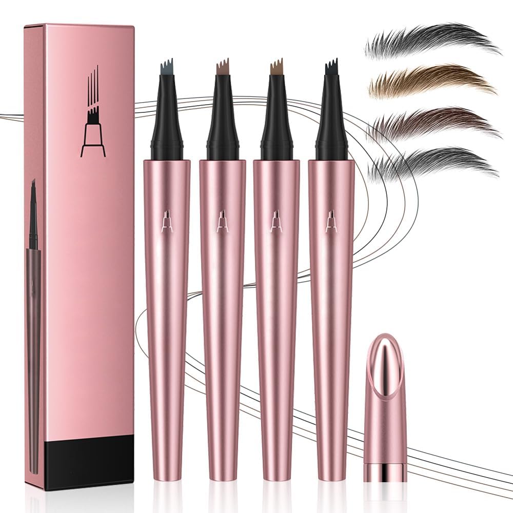 Microblading Eyebrow Pen, New 3D Microblading Eyebrow Pencil, Waterproof Eye Brow Pen with 4 Tip